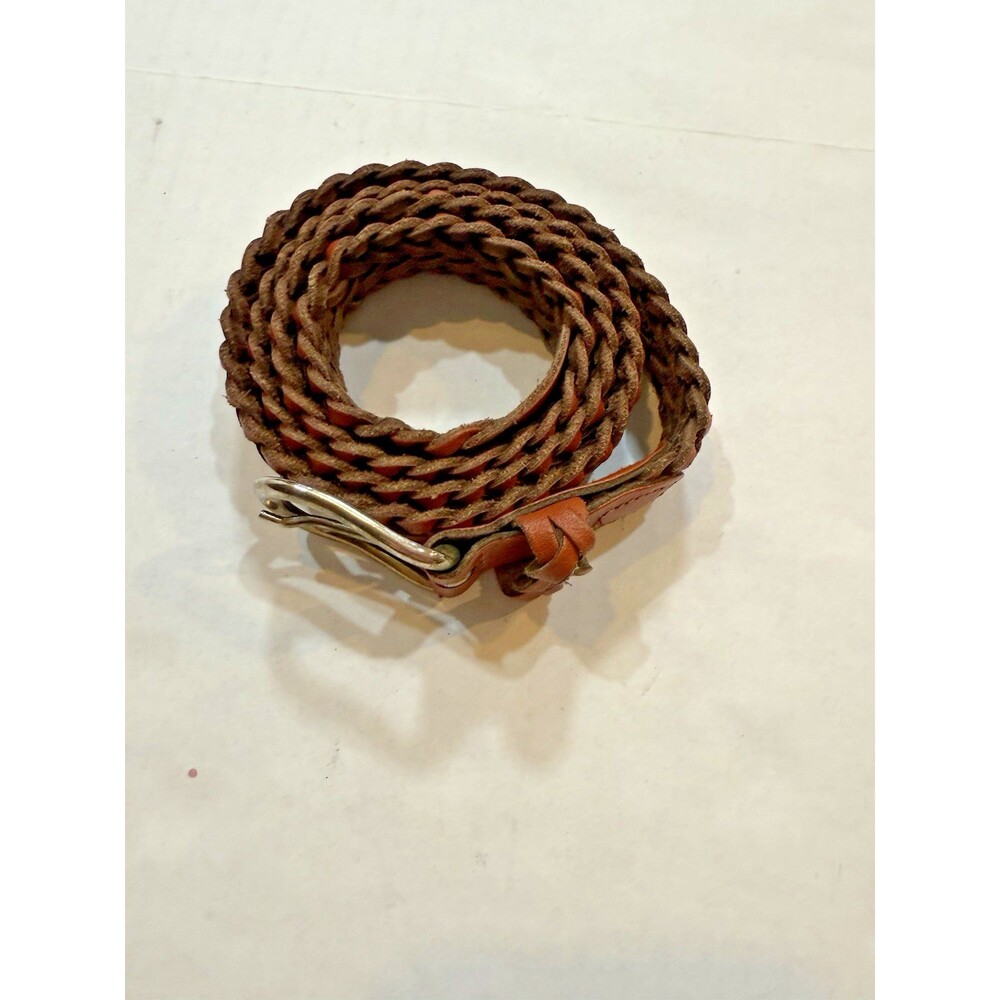 Capezio Women Brown Genuine Leather Braided Belt M/L Woven Fits 36 Waist - Picture 9 of 11